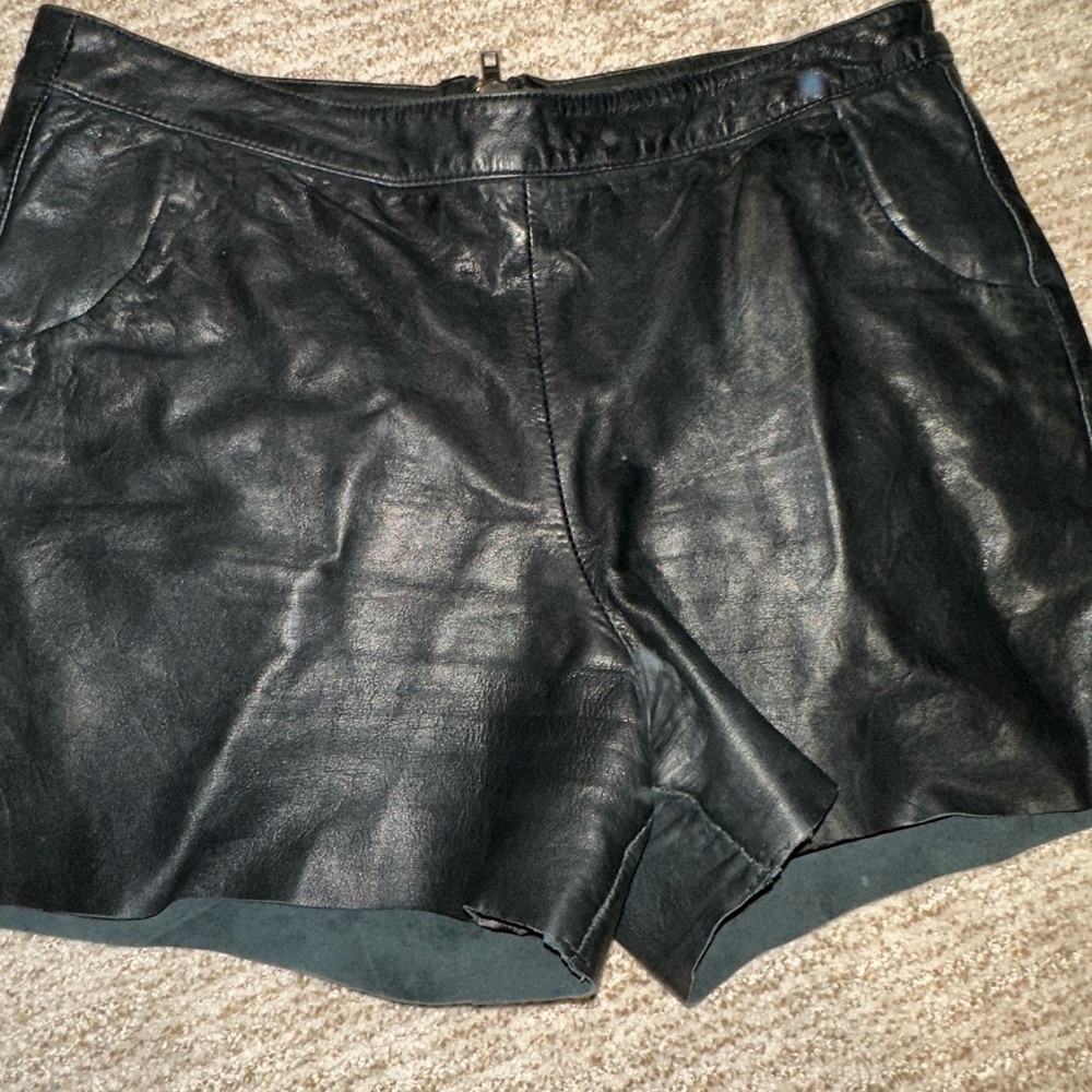 Black Leather Women's Shorts
